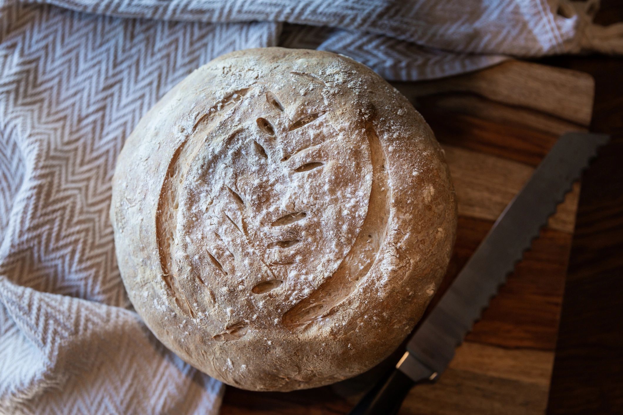 Sourdough bread on a cutting board