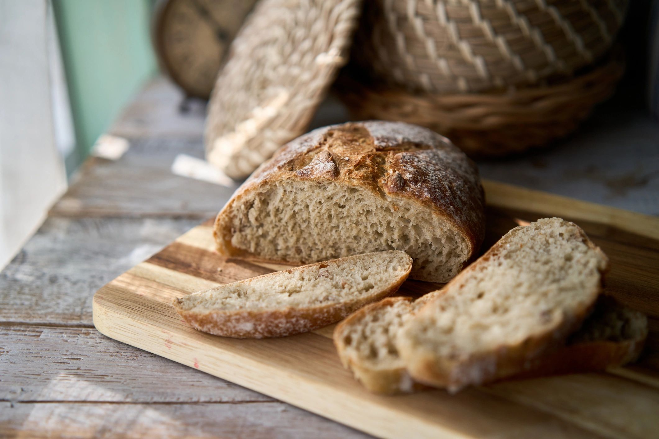 Homemade wholegrain bread on table